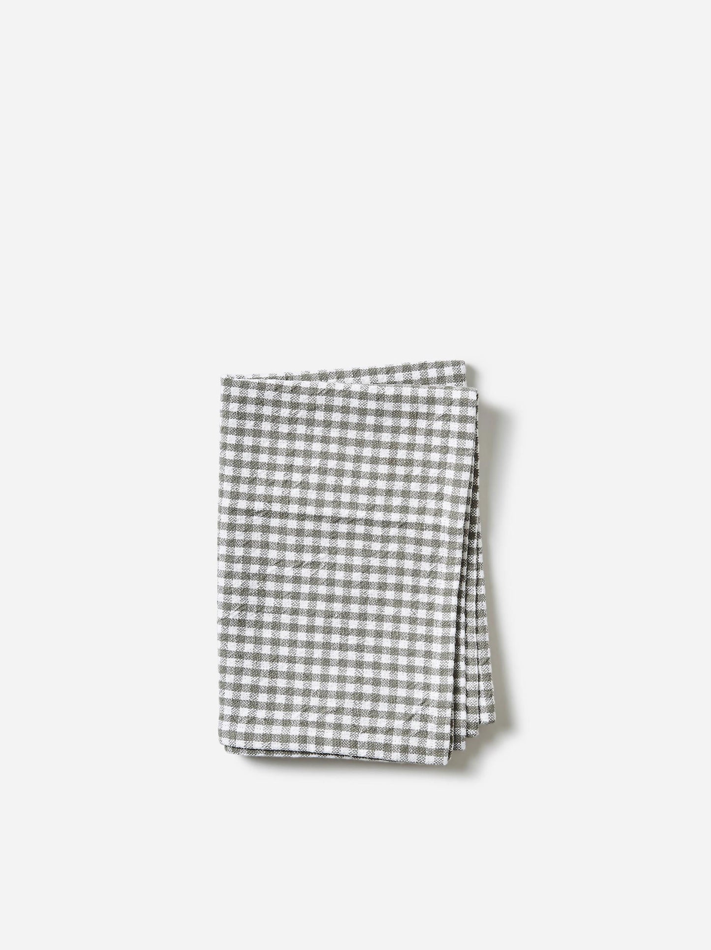 Gingham Washed Cotton Tea Towel - Grey