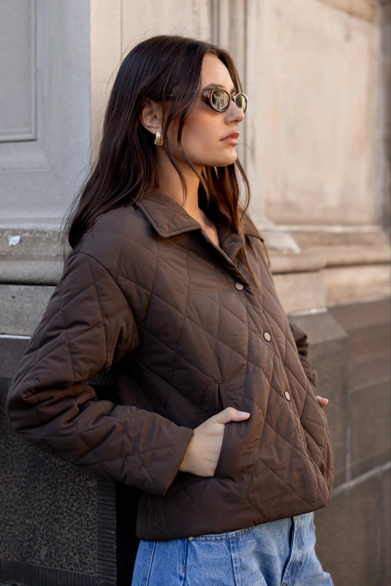 Absolute Chocolate Collared Quilted Jacket