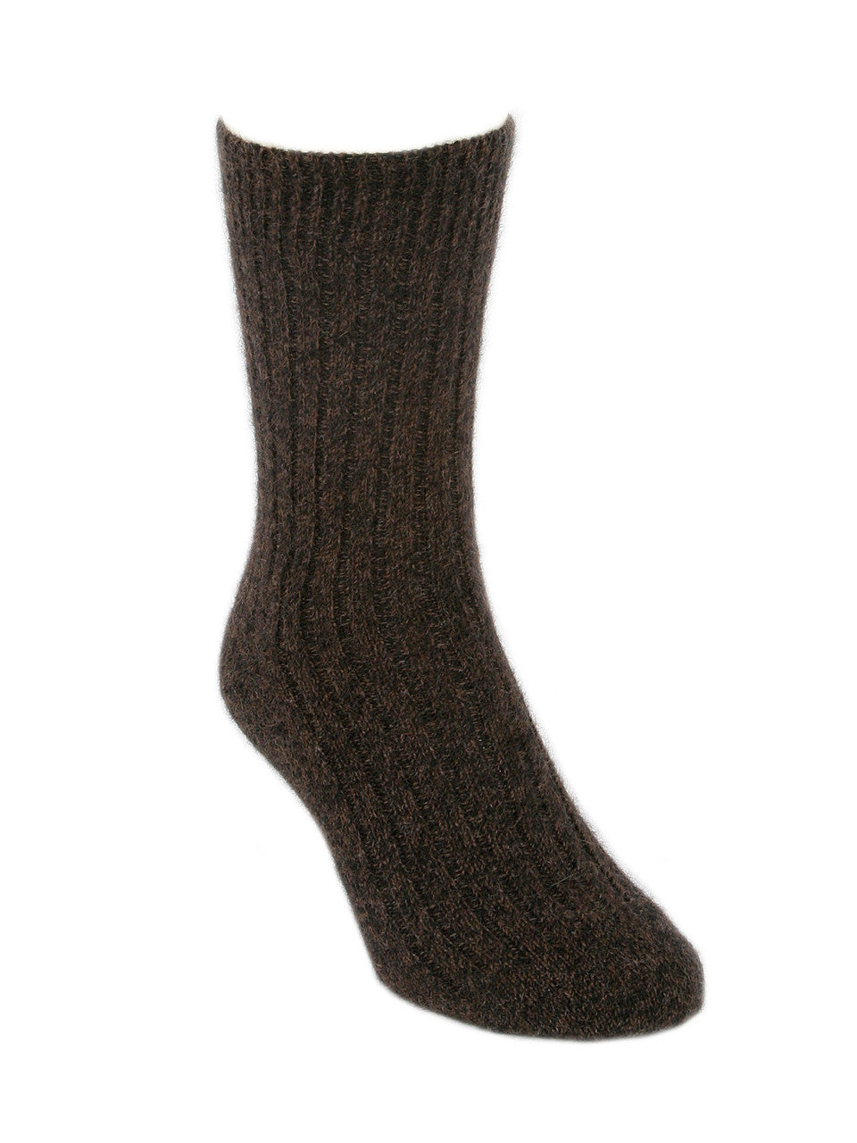 Possum Merino Casual Rib Socks  - Brown Marl