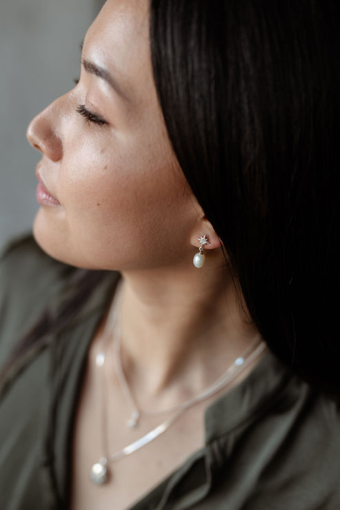 Starkeeper Southern Star Pearl Drop Earrings - Silver