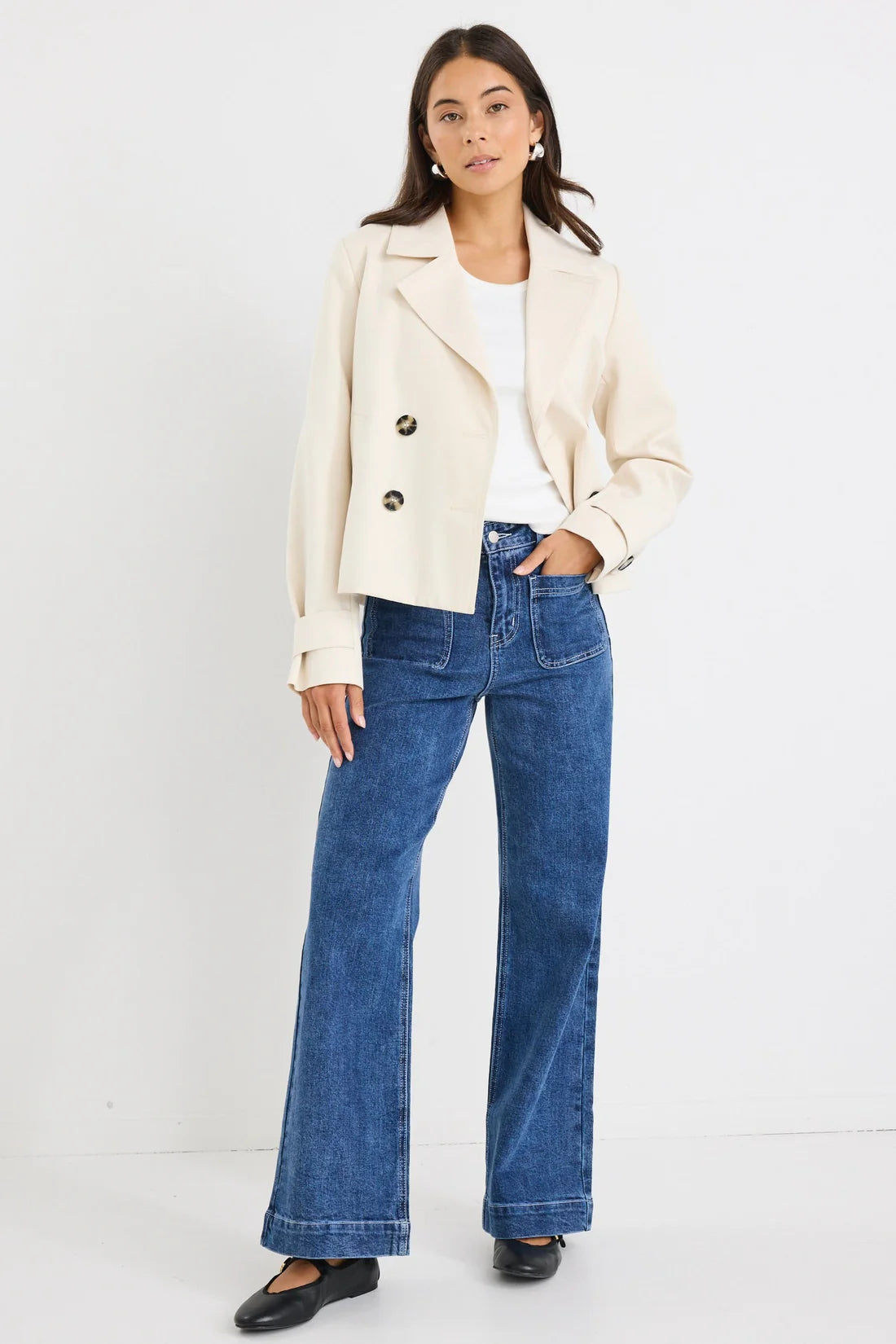Pathway  Cropped Trench Jacket - Pumice