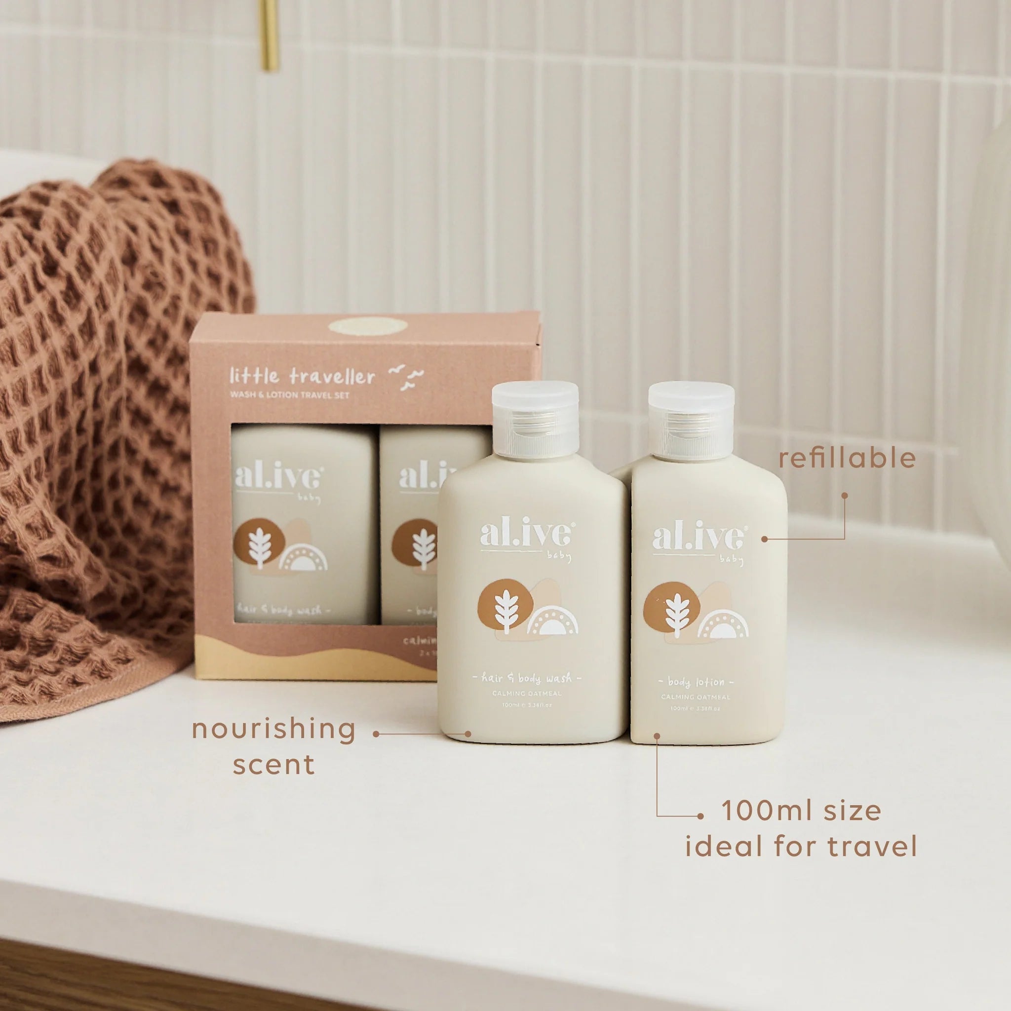 Little Traveller - Wash & Lotion Travel Set Calming oatmeal