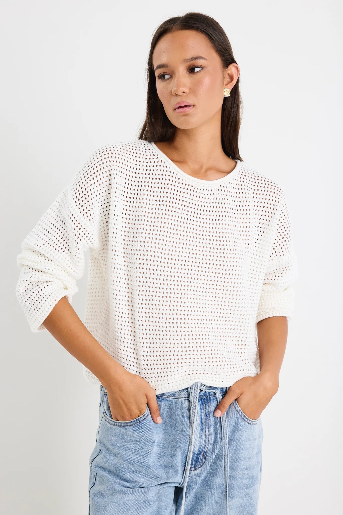 Dawn Ivory Crochet Knit Jumper