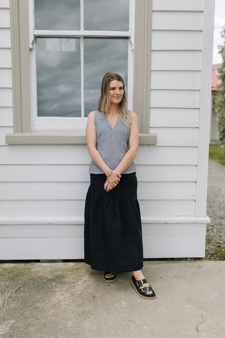 Claudia top - black/white gingham