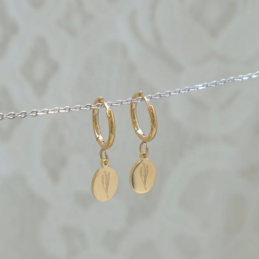 OVAL FLOWER HOOP EARRINGS