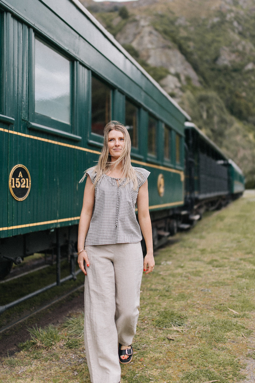 Karli top - Sage Gingham