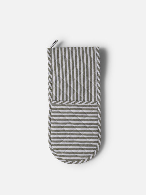Classic stripe oven glove - Olive/White