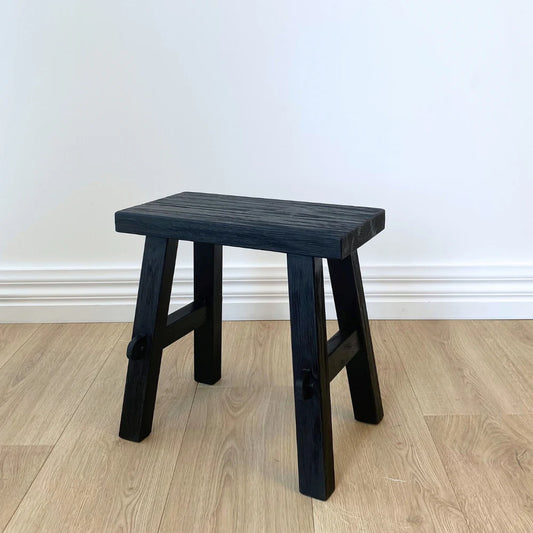 SMALL RECLAIMED WOOD BENCH- BLACK