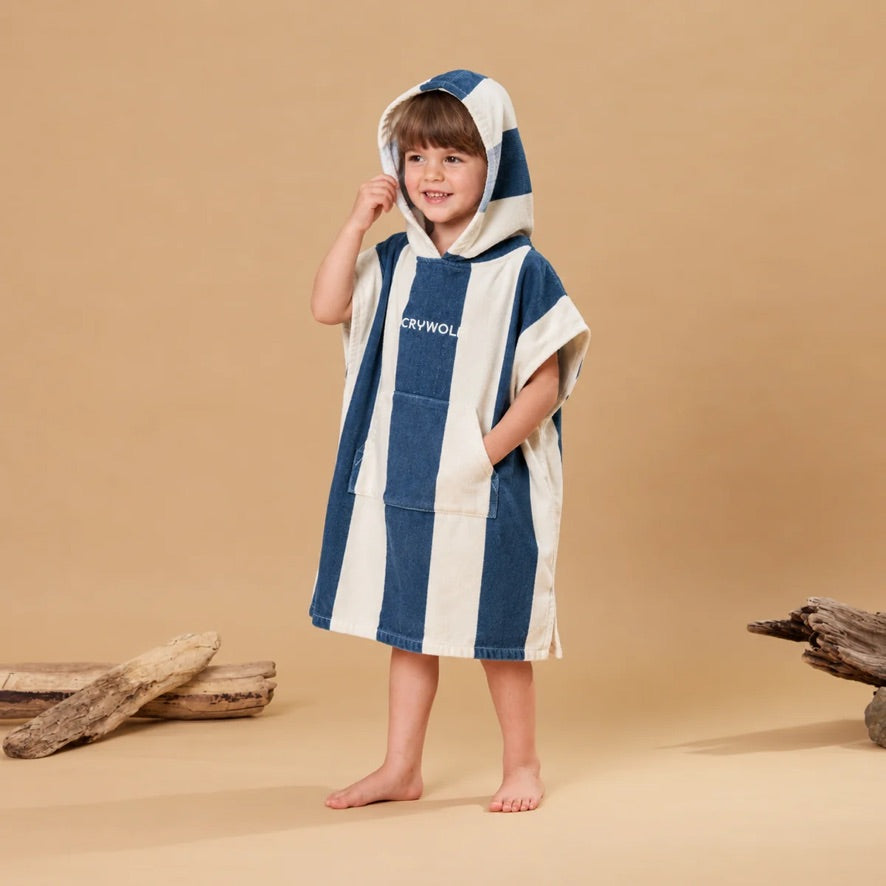 HOODED TOWEL Indigo Stripe