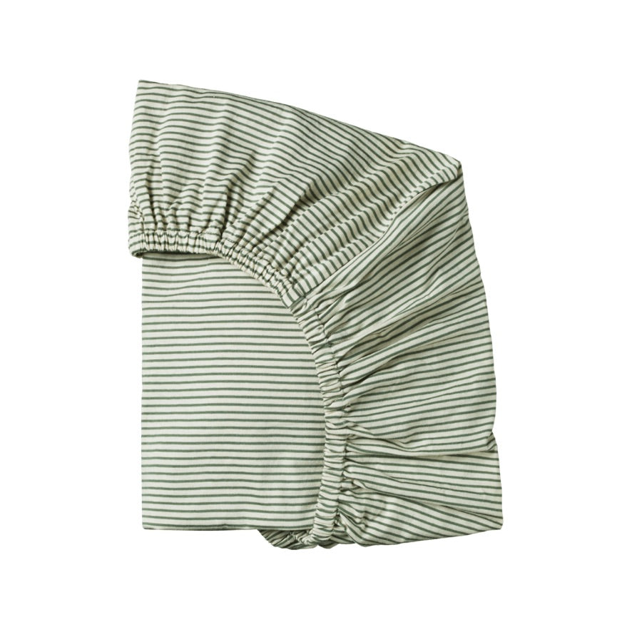 Fitted sheet jersey - Cot - Nettle pinstripe