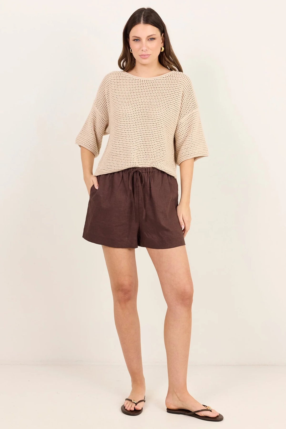 Sunrise String SS Crochet Knit Top