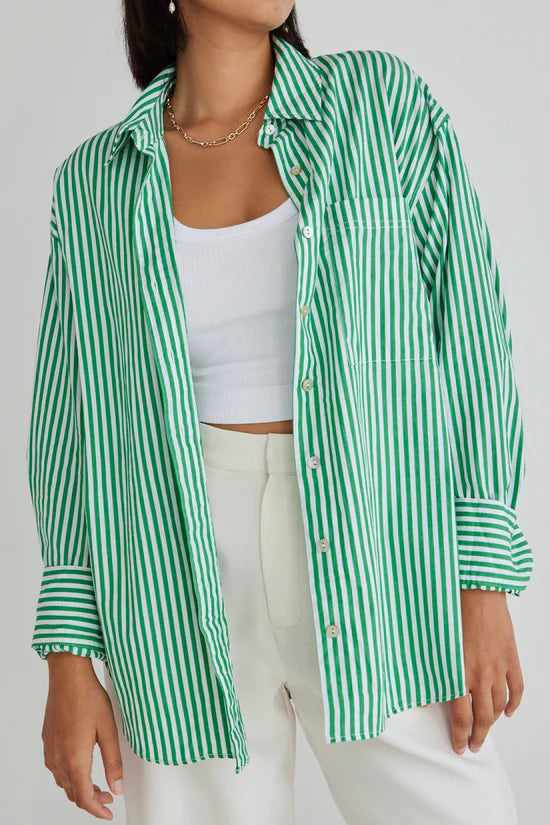 You got this stripe oversized shirt - Green