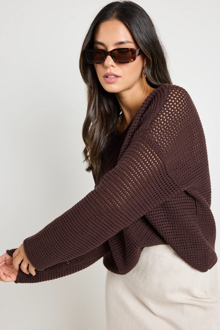 Dawn Chocolate Crochet Knit Jumper