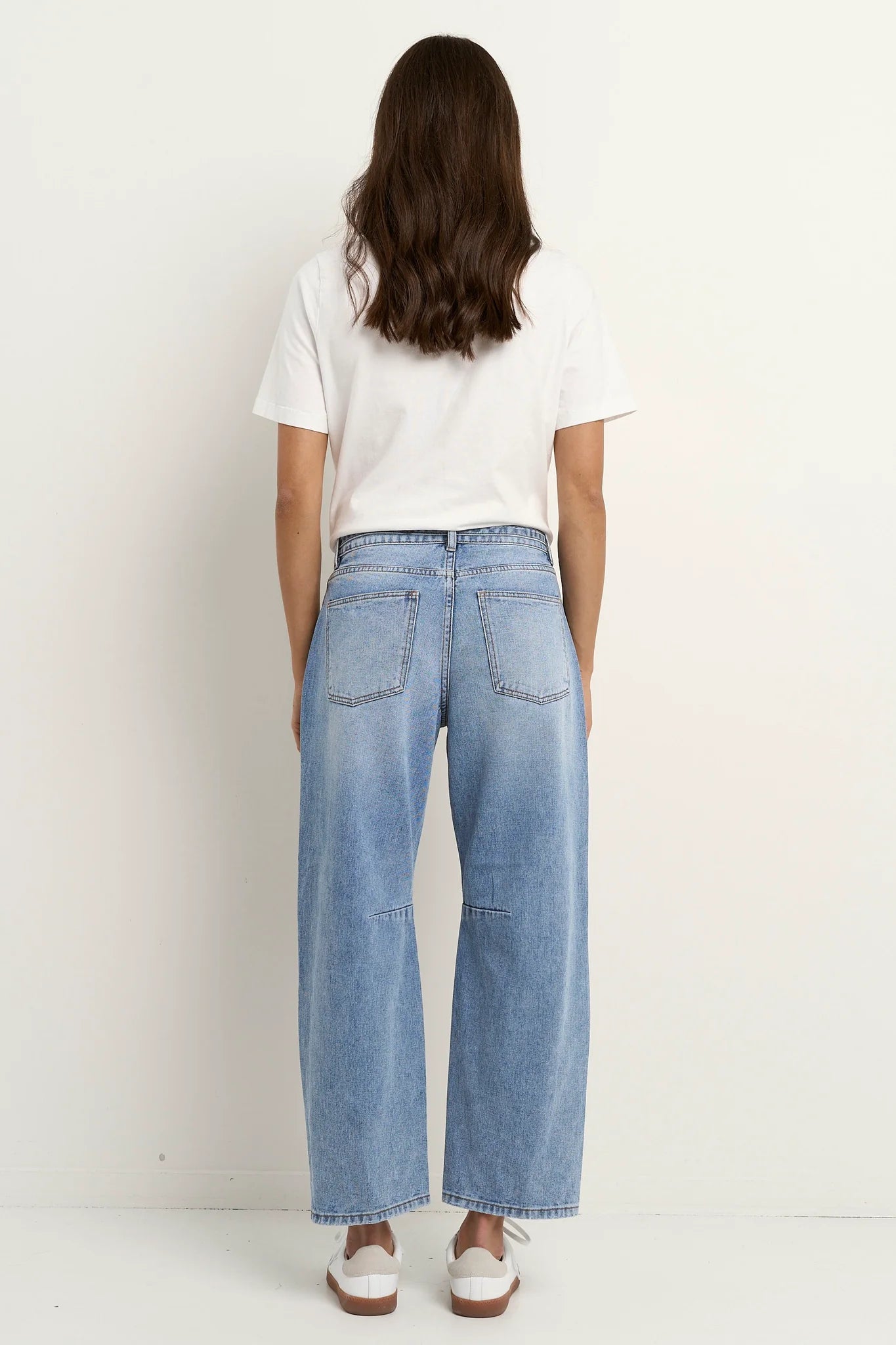 Campus Light Blue Tie Waist Barrel Jeans