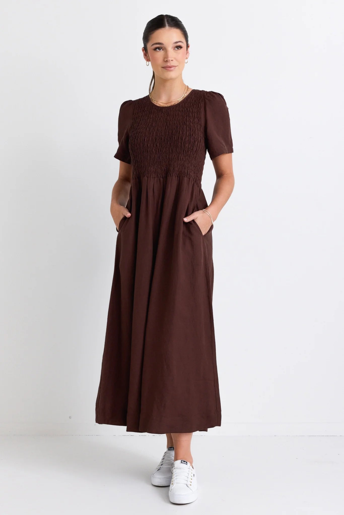 Wren  Midi Dress - Chocolate Linen Blend