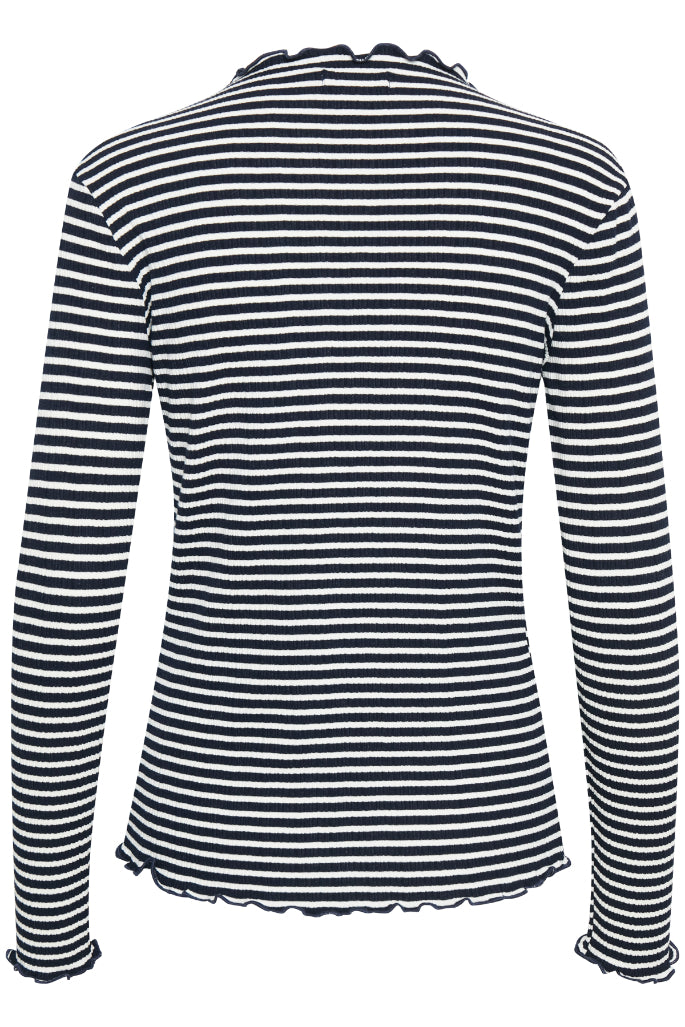 Candace long sleeve - Night sky/Egret stripe