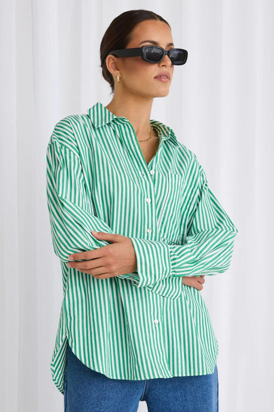 You got this stripe oversized shirt - Green