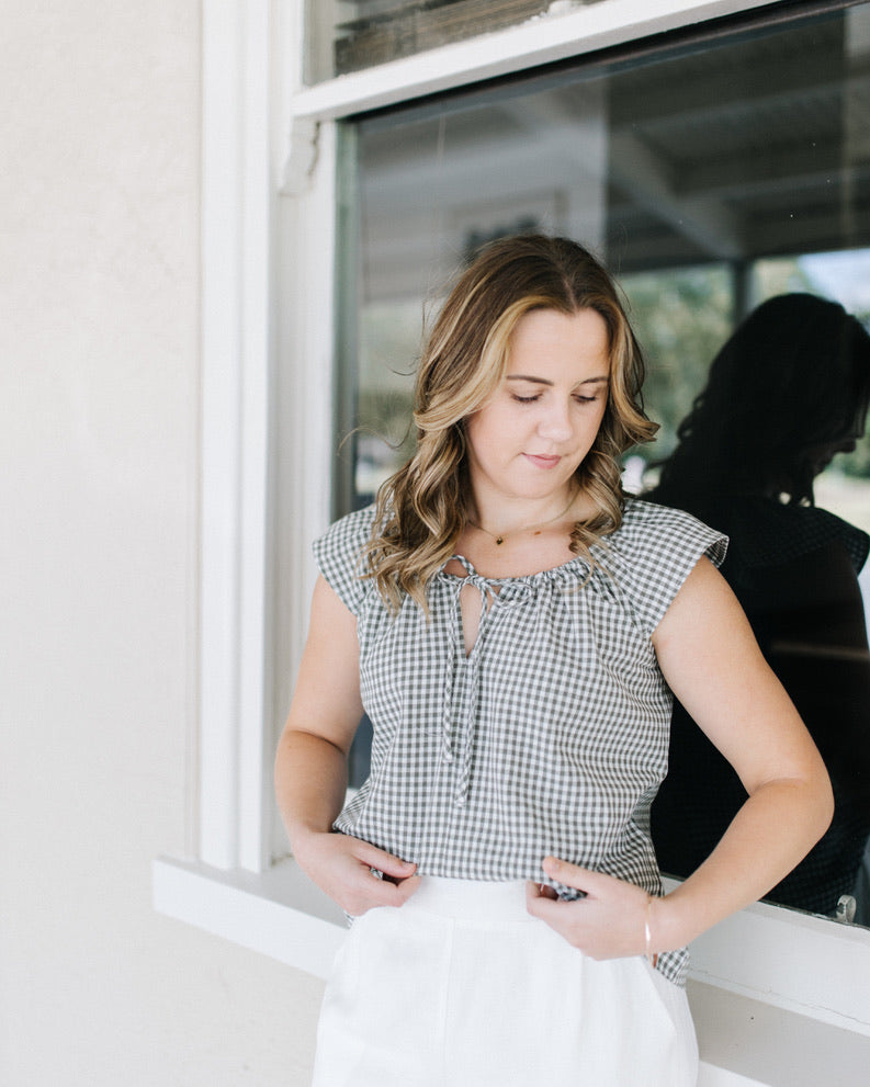 Karli Top - Sage Gingham