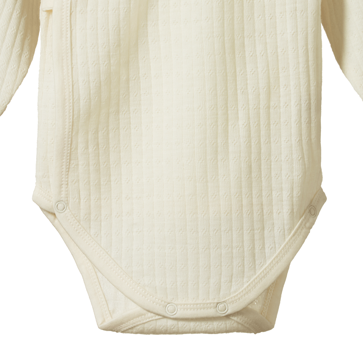 Merino pointelle long sleeve kimono bodysuit - Natural