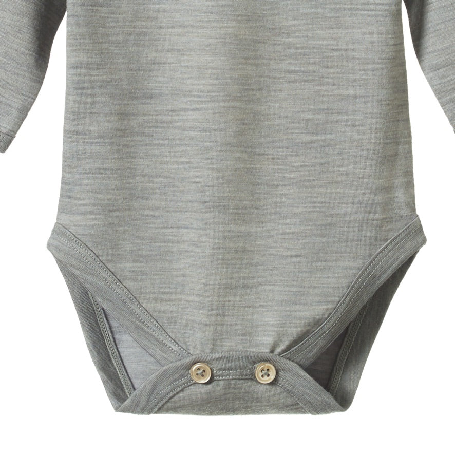 Merino long sleeve bodysuit - Grey marl