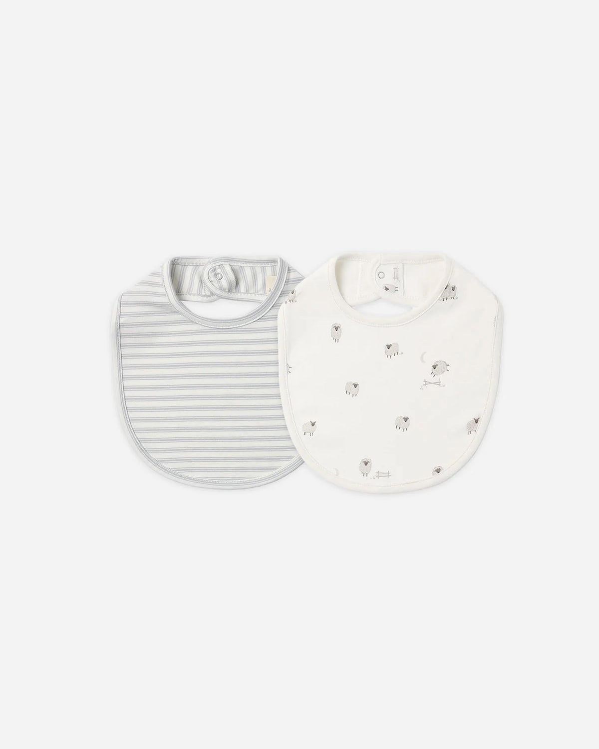 Jersey Snap Bib, 2 Pack Sheep, Cloud Stripe