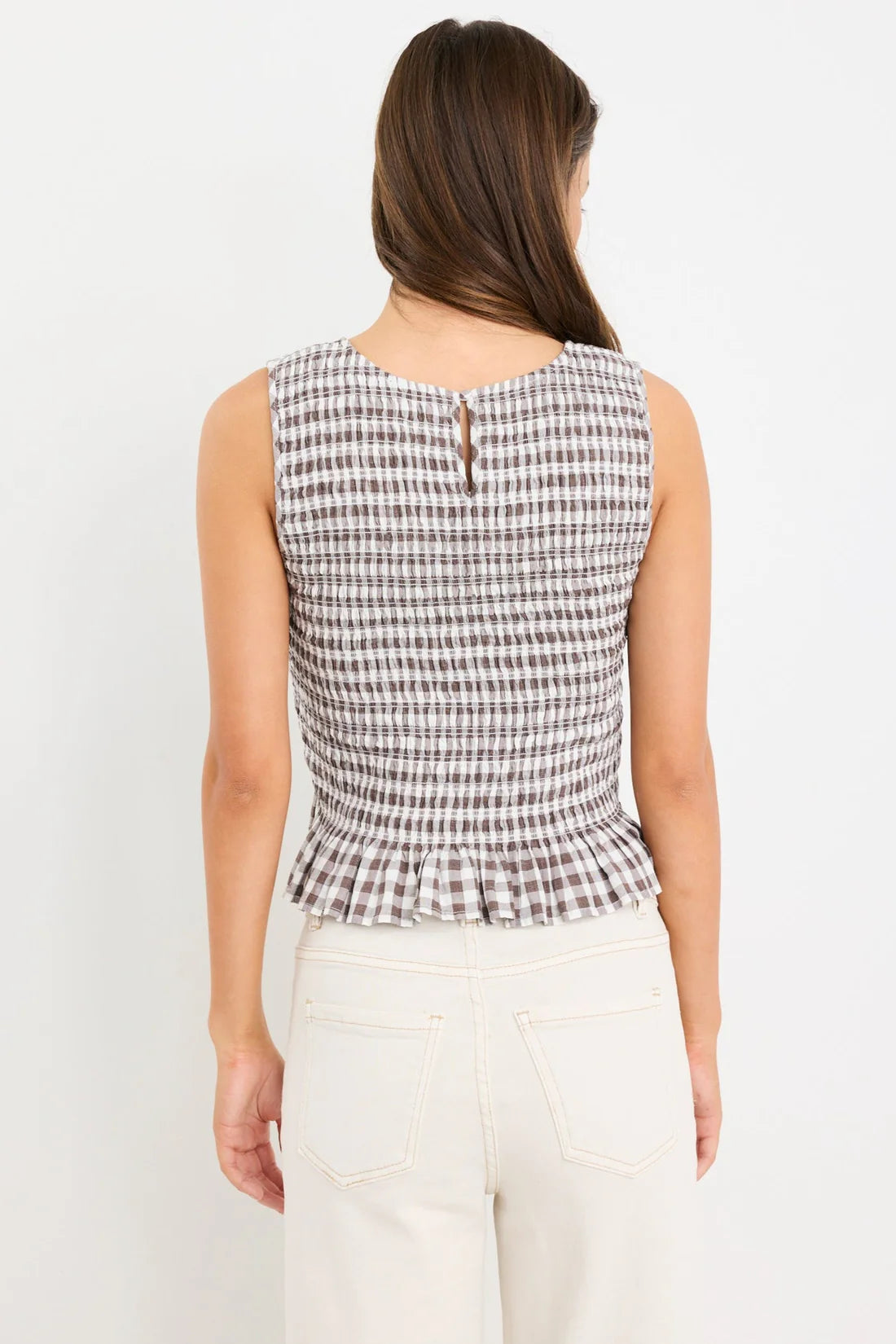 Acceptance Chocolate Gingham Sleeveless Shell Top