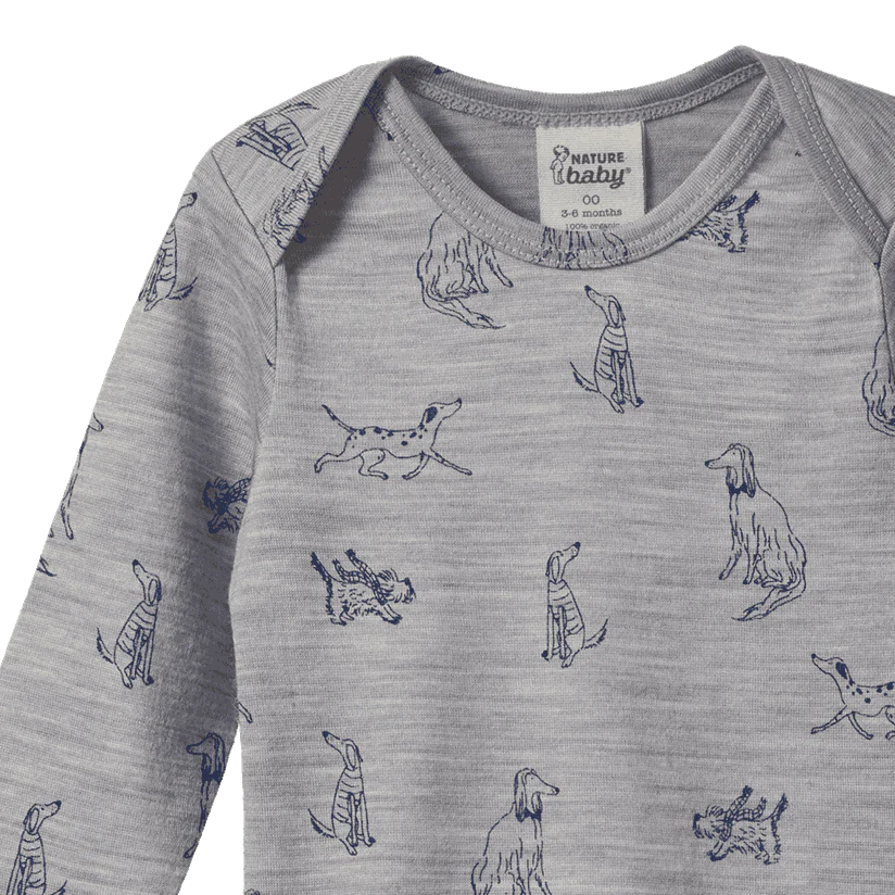 Merino Long sleeve Bodysuit - Best Friend Print Merino