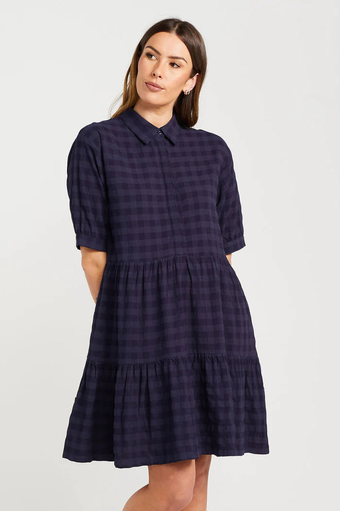 Nova Dress - Navy Check