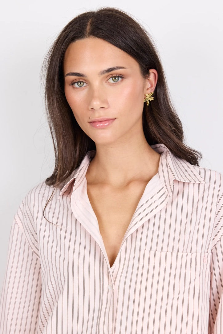 You Got This Blush Double Pinstripe Oversized Boyfriend Shirt