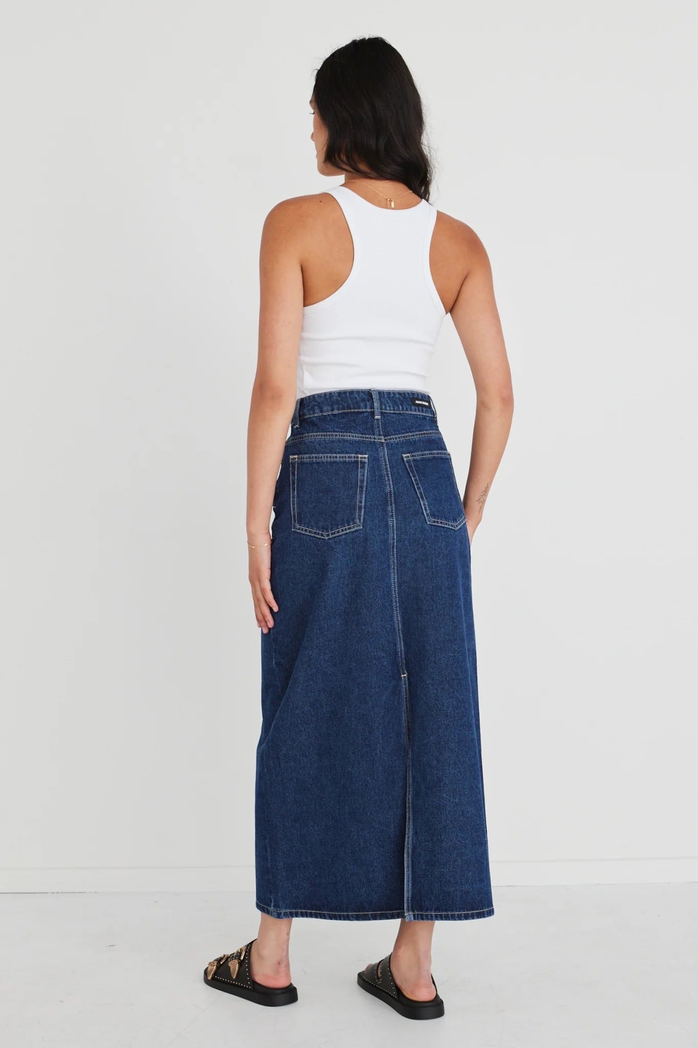 Rouge Dark Blue Denim Midi Skirt