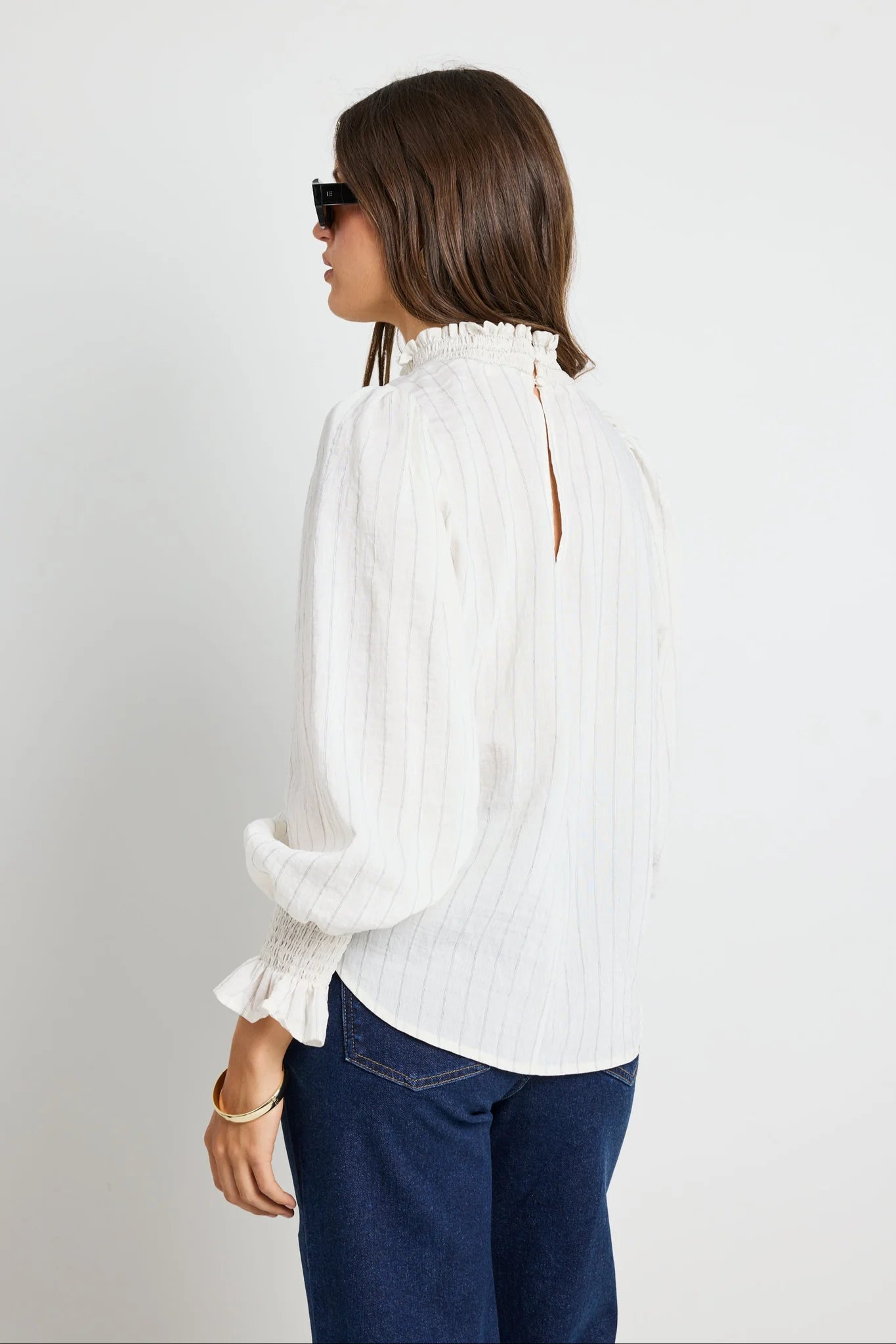 Emphatic Ivory Stripe High Neck Top