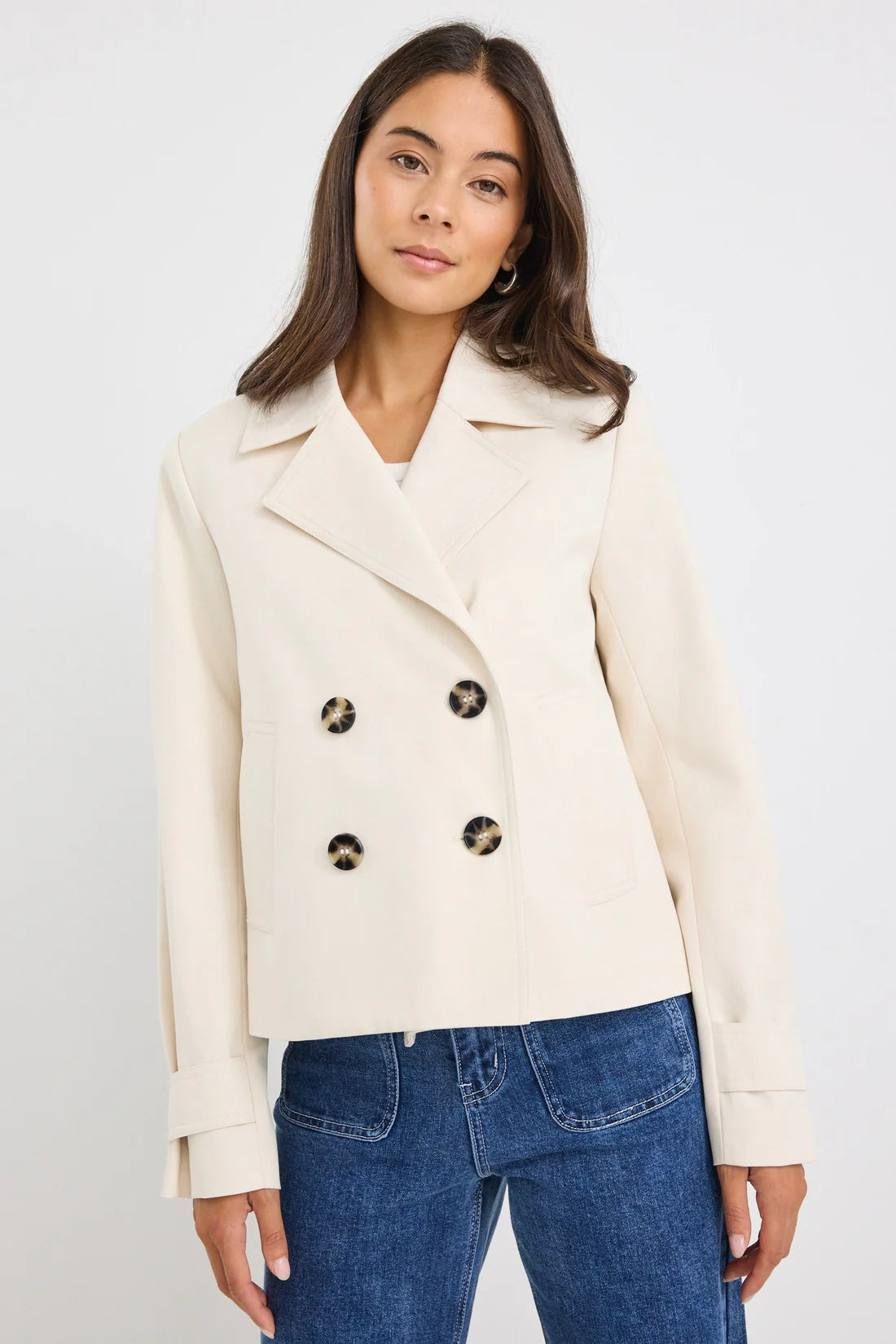 Pathway  Cropped Trench Jacket - Pumice