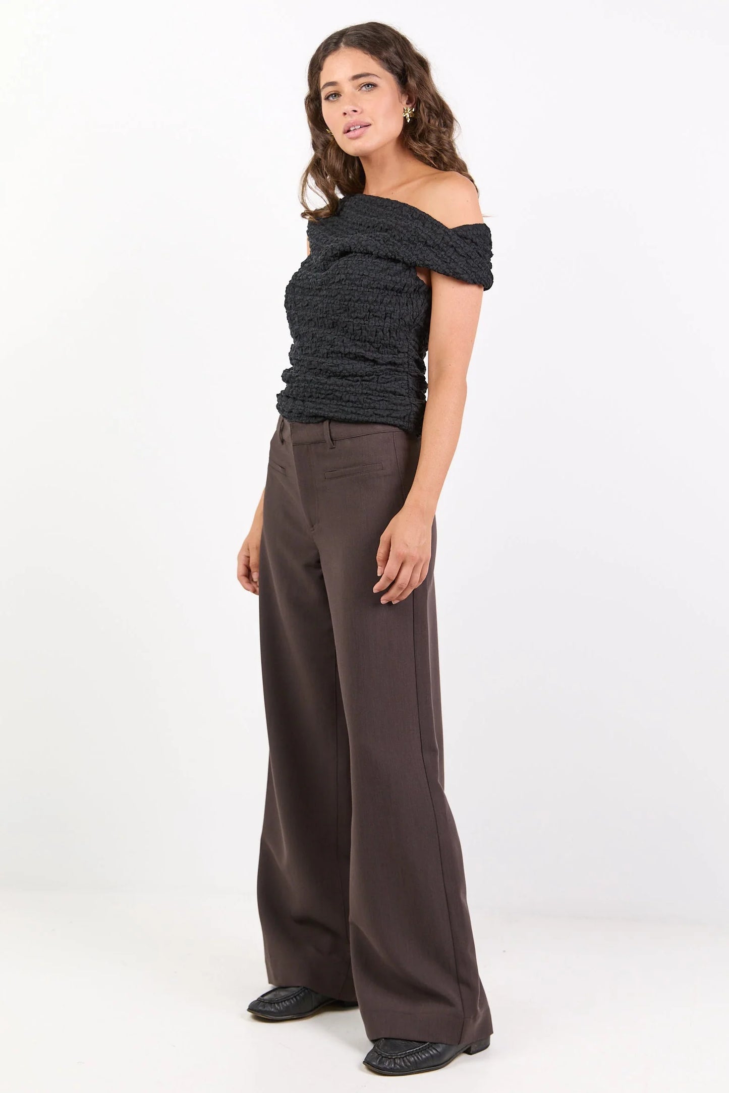Fierce Chocolate Low Rise Stretch Wide Pants