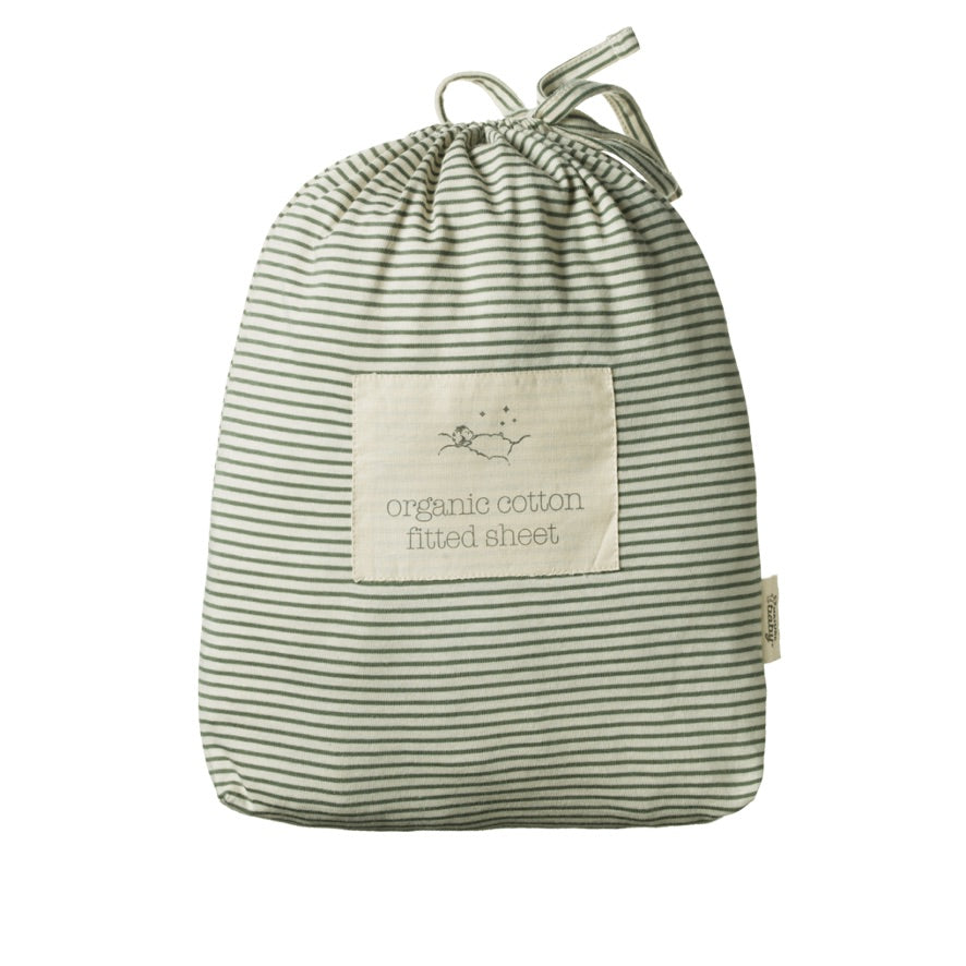 Fitted sheet jersey - Cot - Nettle pinstripe