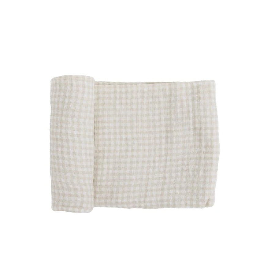 Little Unicorn Single Cotton Muslin Swaddle - Tan Gingham