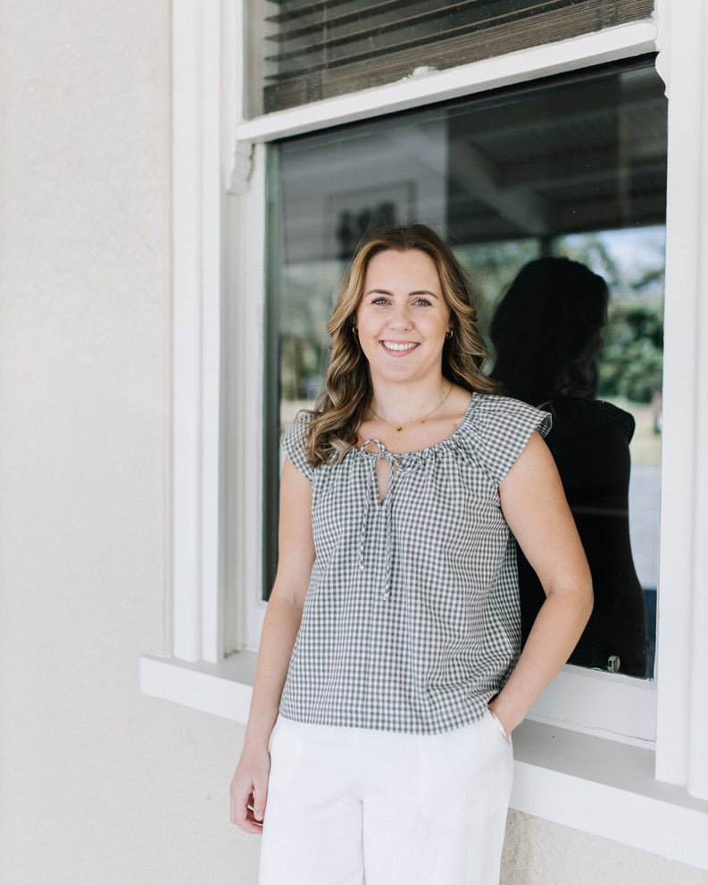 Karli Top - Sage Gingham