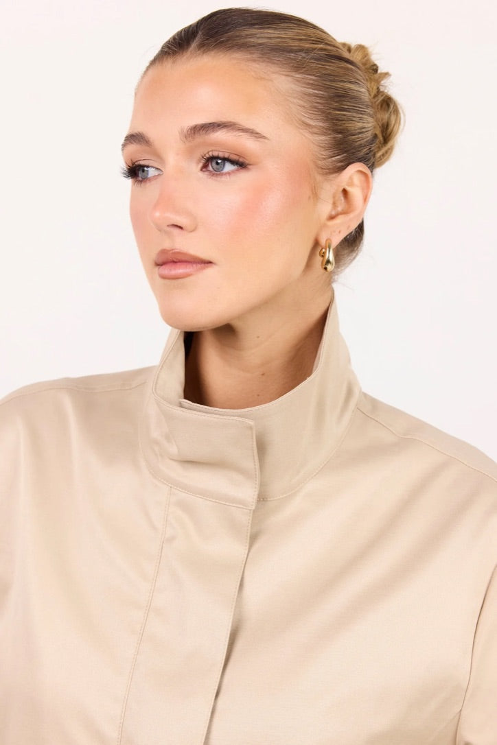 Landscape Taupe Funnel Neck Track Jacket