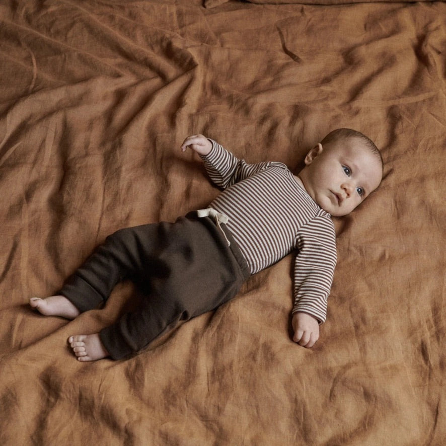 Cotton long sleeve bodysuit - Pinecone stripe