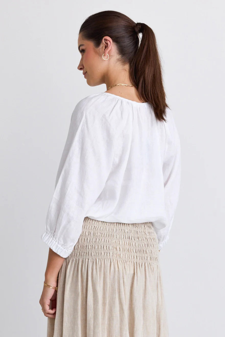 Revolutionary White Linen Relaxed  Top