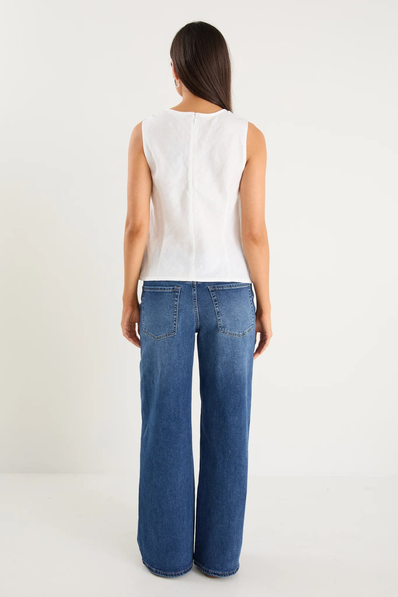 Shoreline Ivory Linen Bias Sleeveless Shell Top