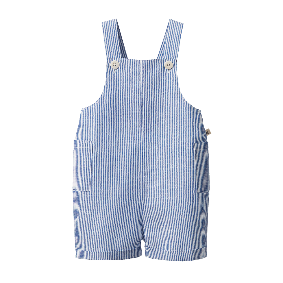 Tucker Shortie Overalls Cotton/linen - Blue stripe