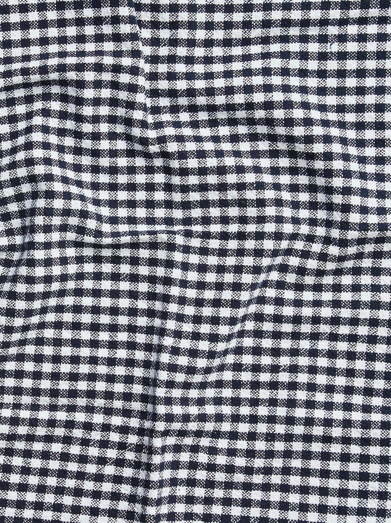 Gingham Washed Cotton Tea Towel - Navy