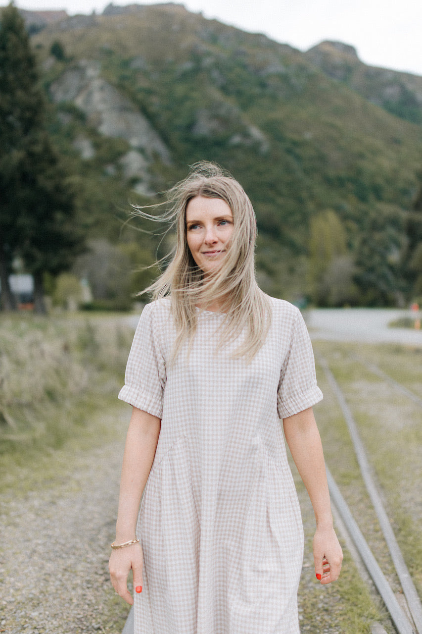 Steph dress - natural gingham