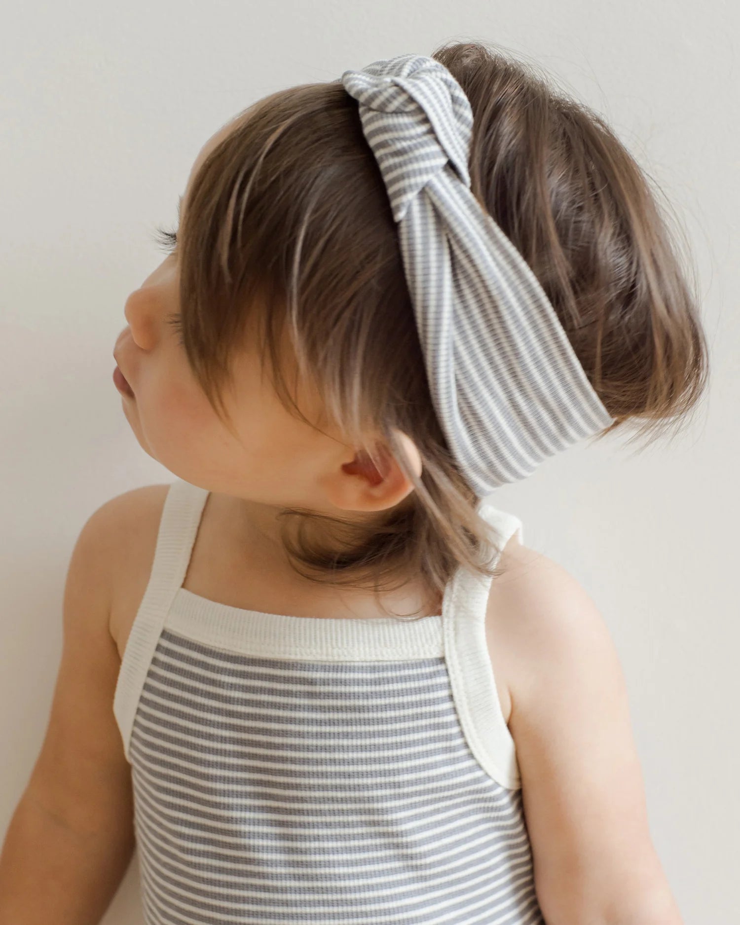 Ribbed Knotted Headband || Lagoon Micro Stripe