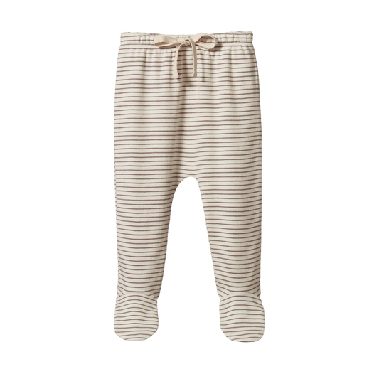 Footed Pant - MUSHROOM PINSTRIPE