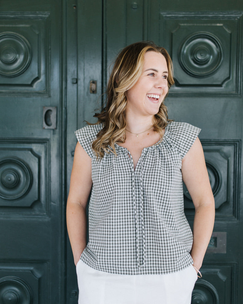 Karli Top - Sage Gingham