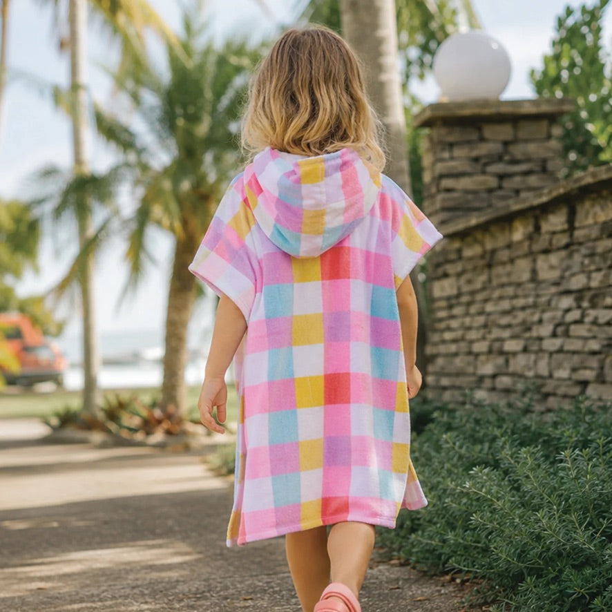 Hooded towel - Pop gingham