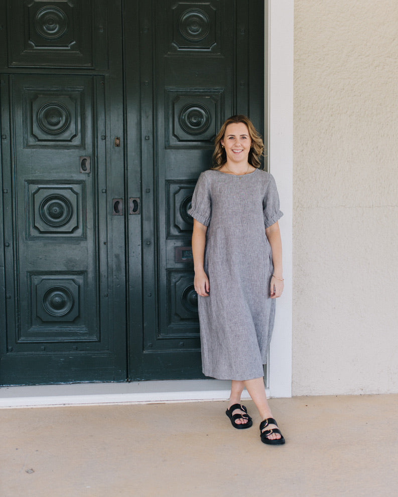 Steph dress - Black thin stripe