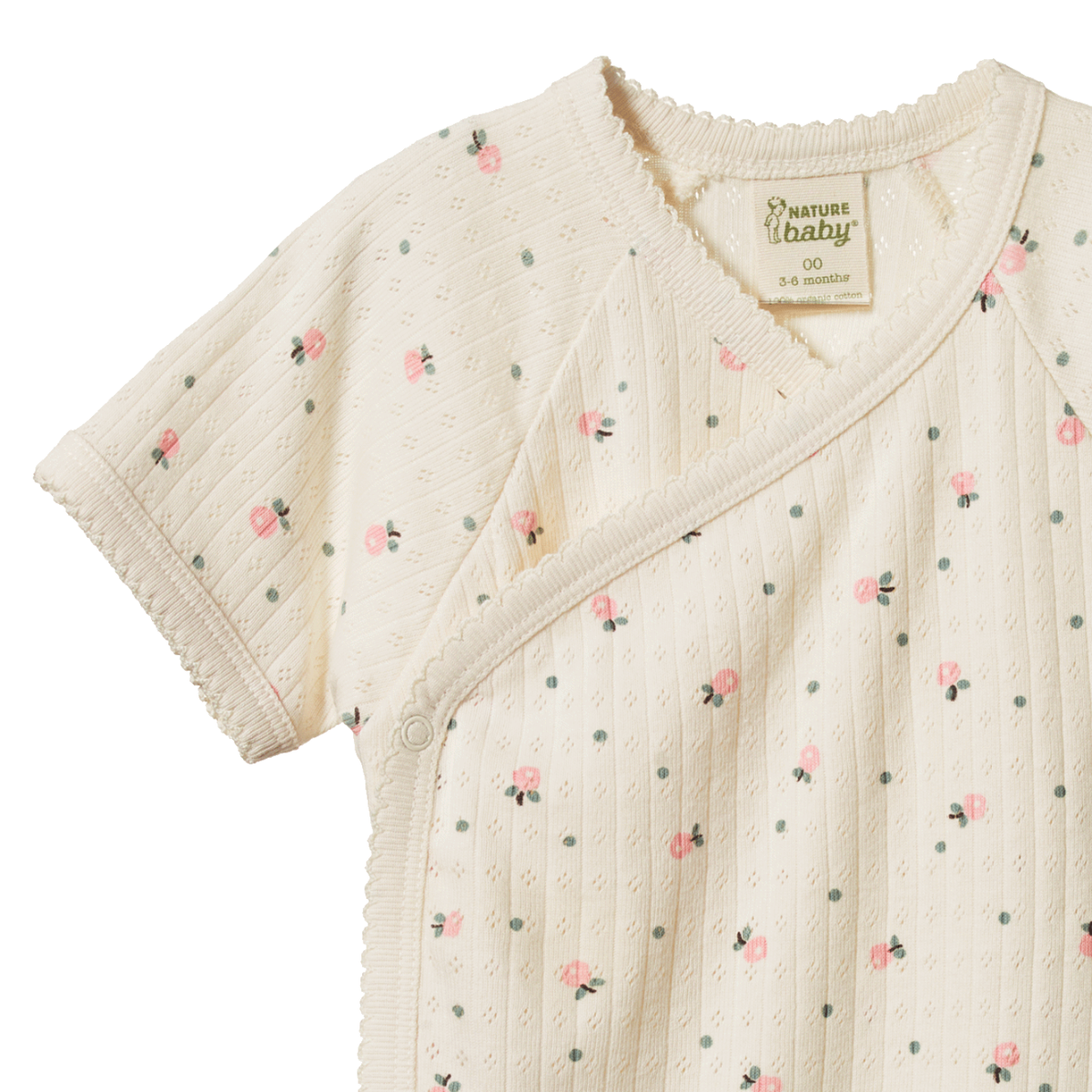 Pointelle short sleeve kimono bodysuit - POSEY BLOSSOM PRINT