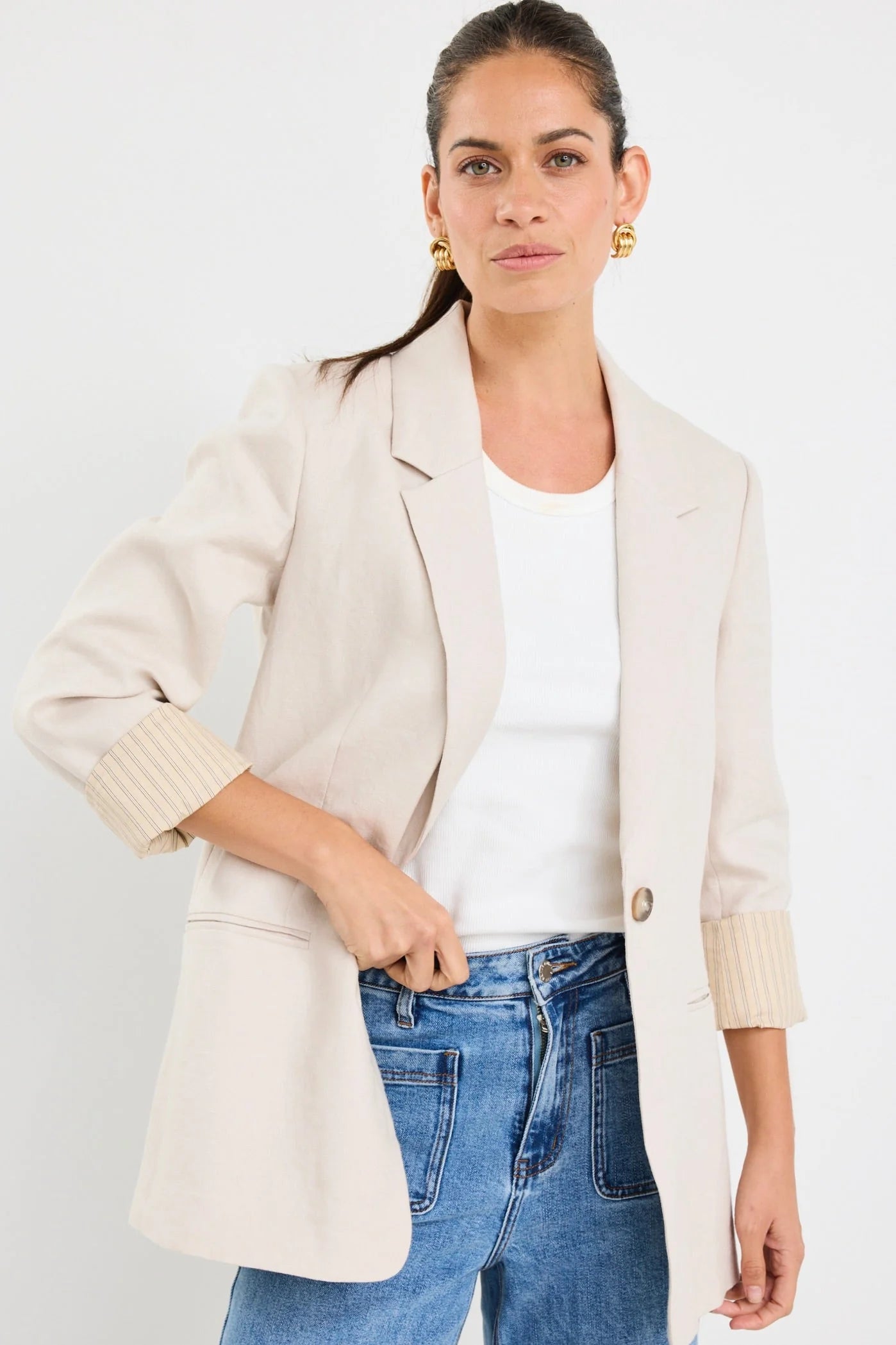 Atlantic Taupe Lyocell Cotton Classic Blazer
